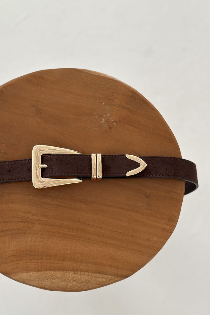 Carmen Classic Belt in Gold and Dark Cocoa - Neutral Ground