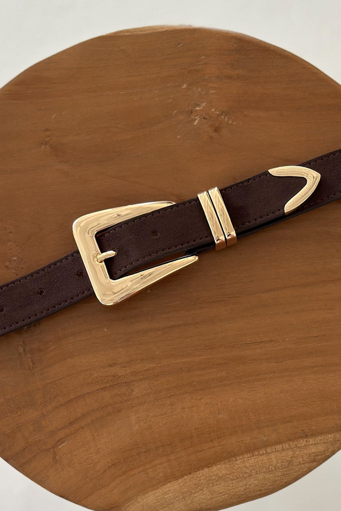 Carmen Classic Belt in Gold and Dark Cocoa - Neutral Ground