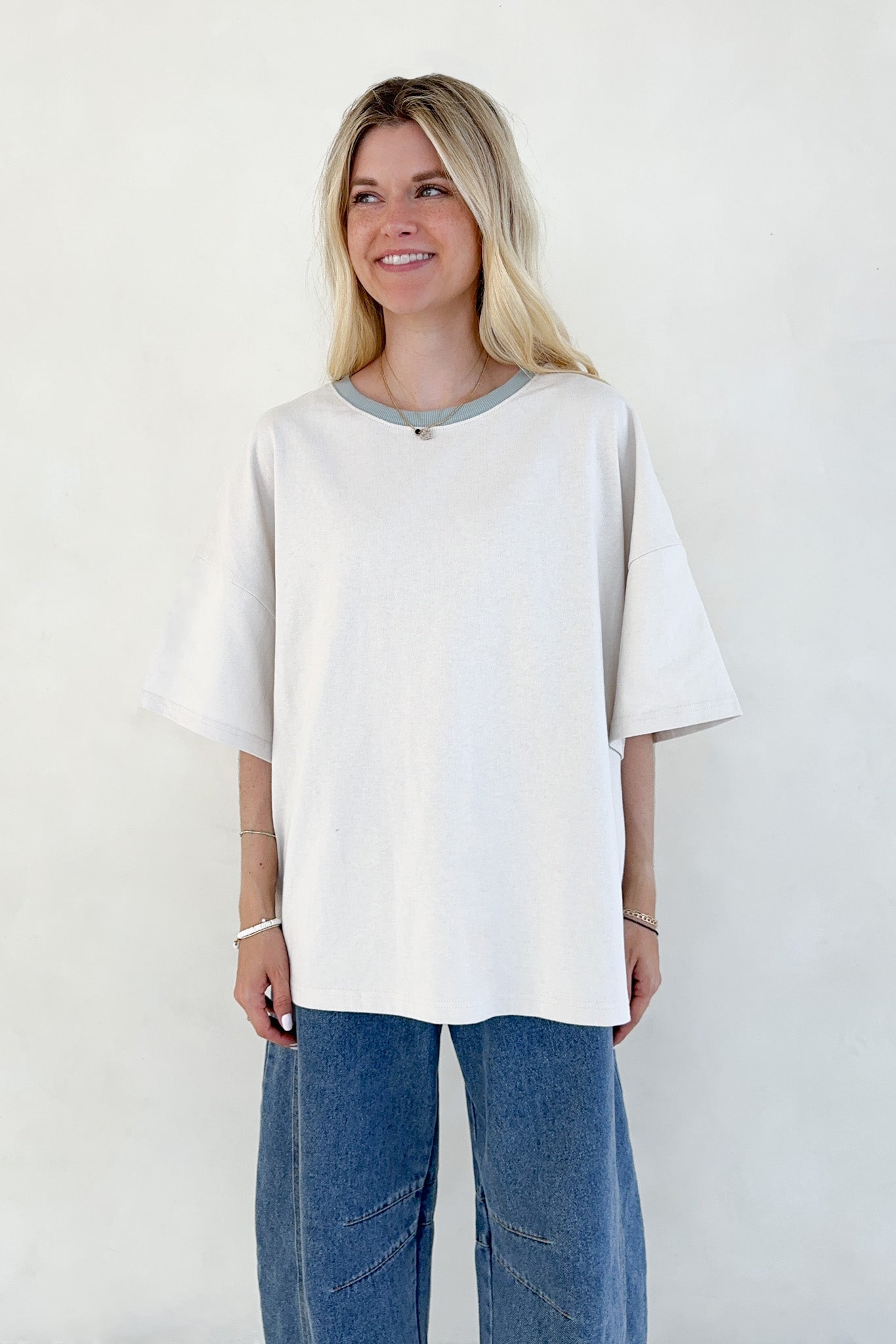 Charity Contrast Cotton Tee in Clay - Neutral Ground