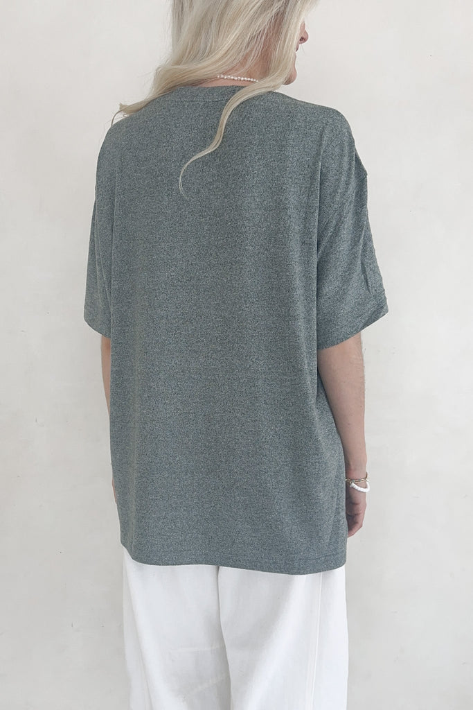 Charlie Brushed Hacci Oversized Boyfriend Tee - Neutral Ground
