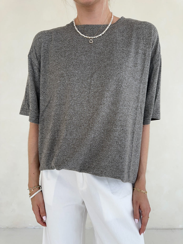 Charlie Brushed Hacci Oversized Boyfriend Tee - Neutral Ground