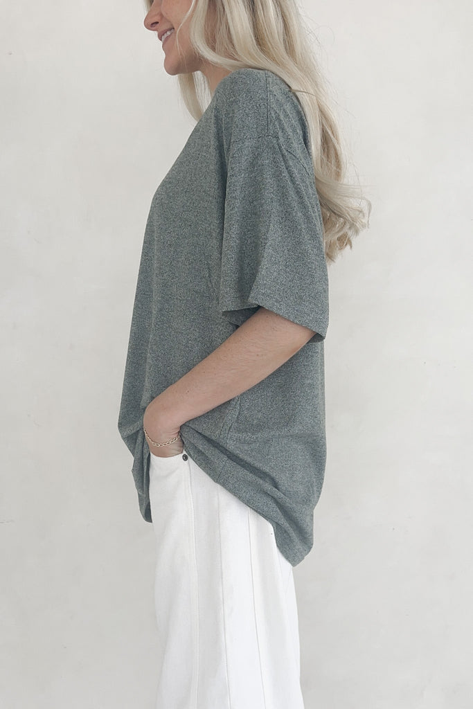 Charlie Brushed Hacci Oversized Boyfriend Tee - Neutral Ground