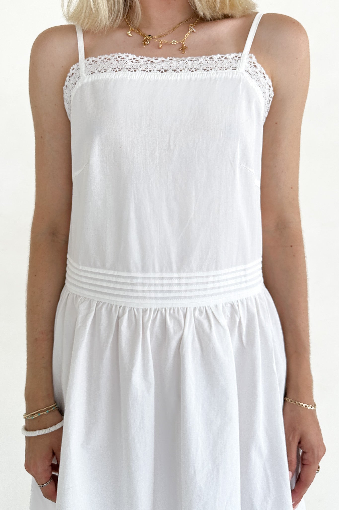 Charlotte Lace Inset Cotton Midi Dress - Neutral Ground