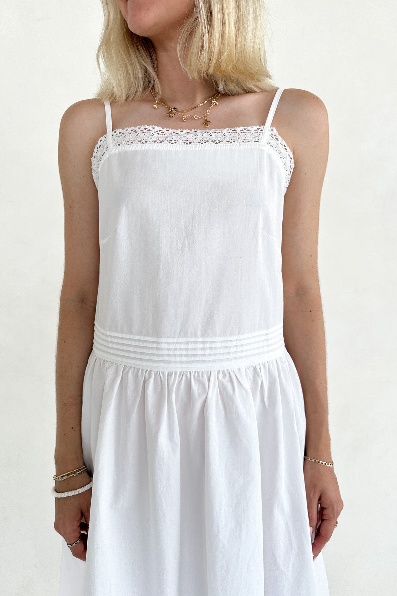 Charlotte Lace Inset Cotton Midi Dress - Neutral Ground