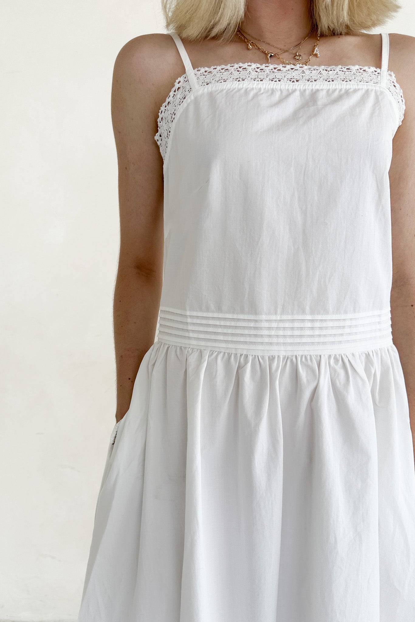 Charlotte Lace Inset Cotton Midi Dress - Neutral Ground