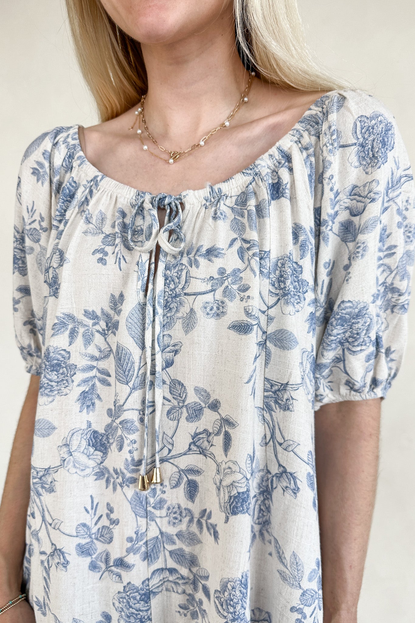 Château Printed Soft Linen Blend Romper - Neutral Ground