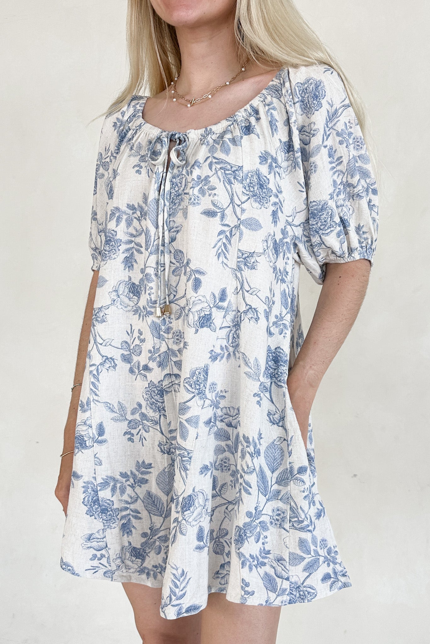 Château Printed Soft Linen Blend Romper - Neutral Ground