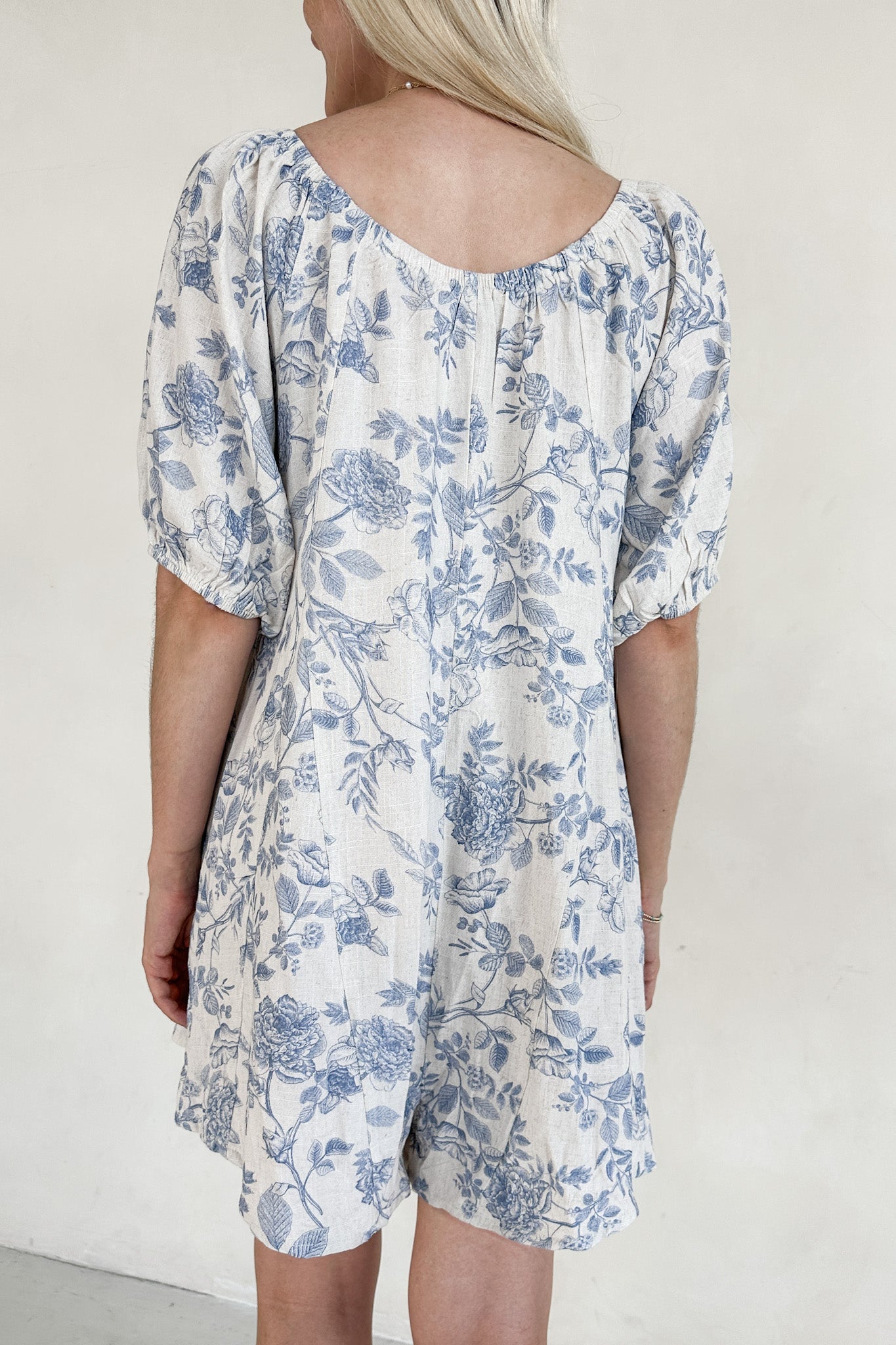 Château Printed Soft Linen Blend Romper - Neutral Ground