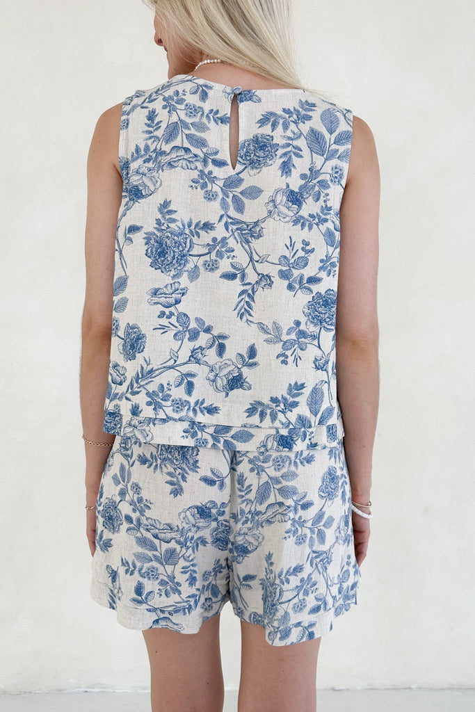 Château Printed Soft Linen Blend Tank - Neutral Ground