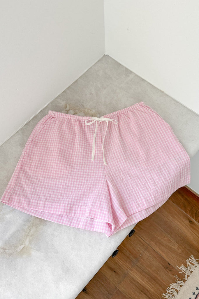 Checkmate Gingham Shorts in Pink - Neutral Ground