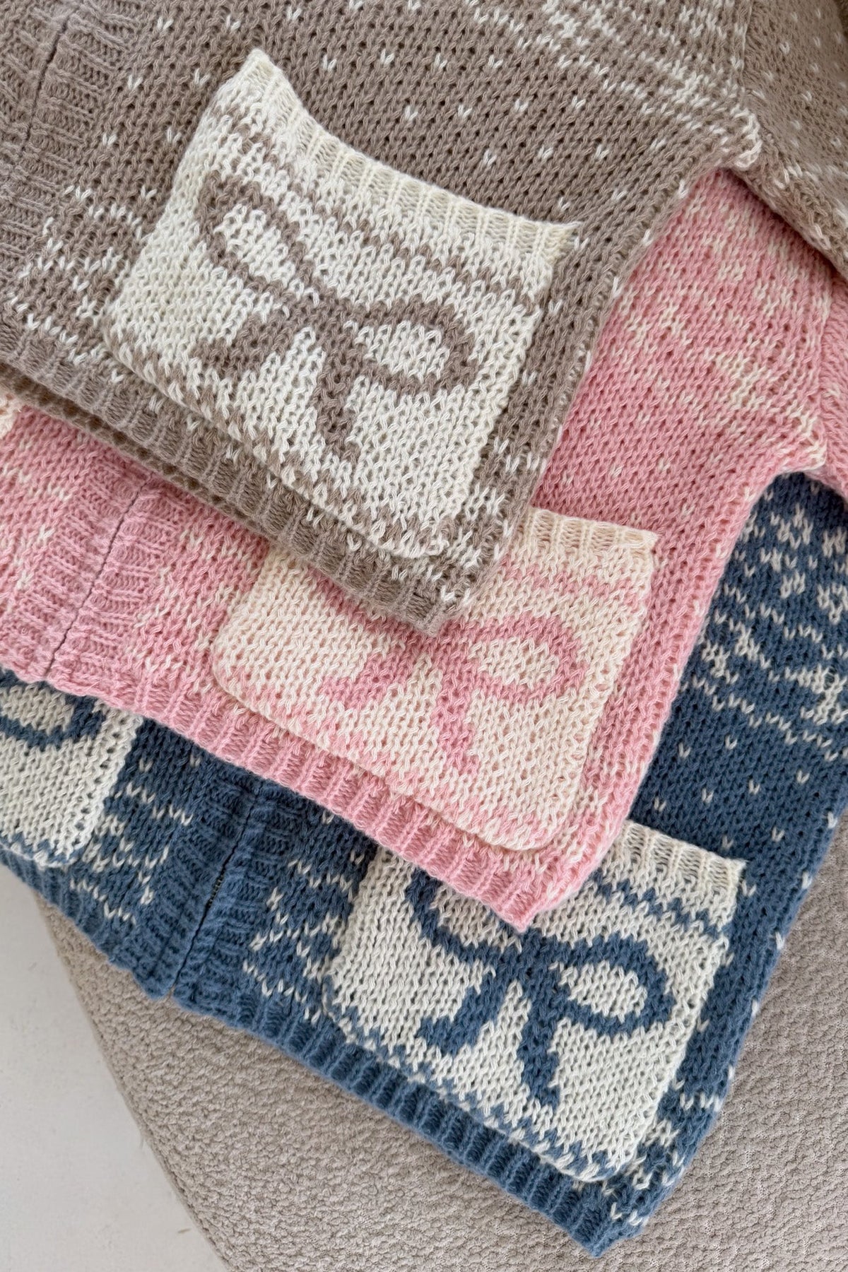Claire Ribbon Zip Up Cardigan in Sweet Pink - Neutral Ground