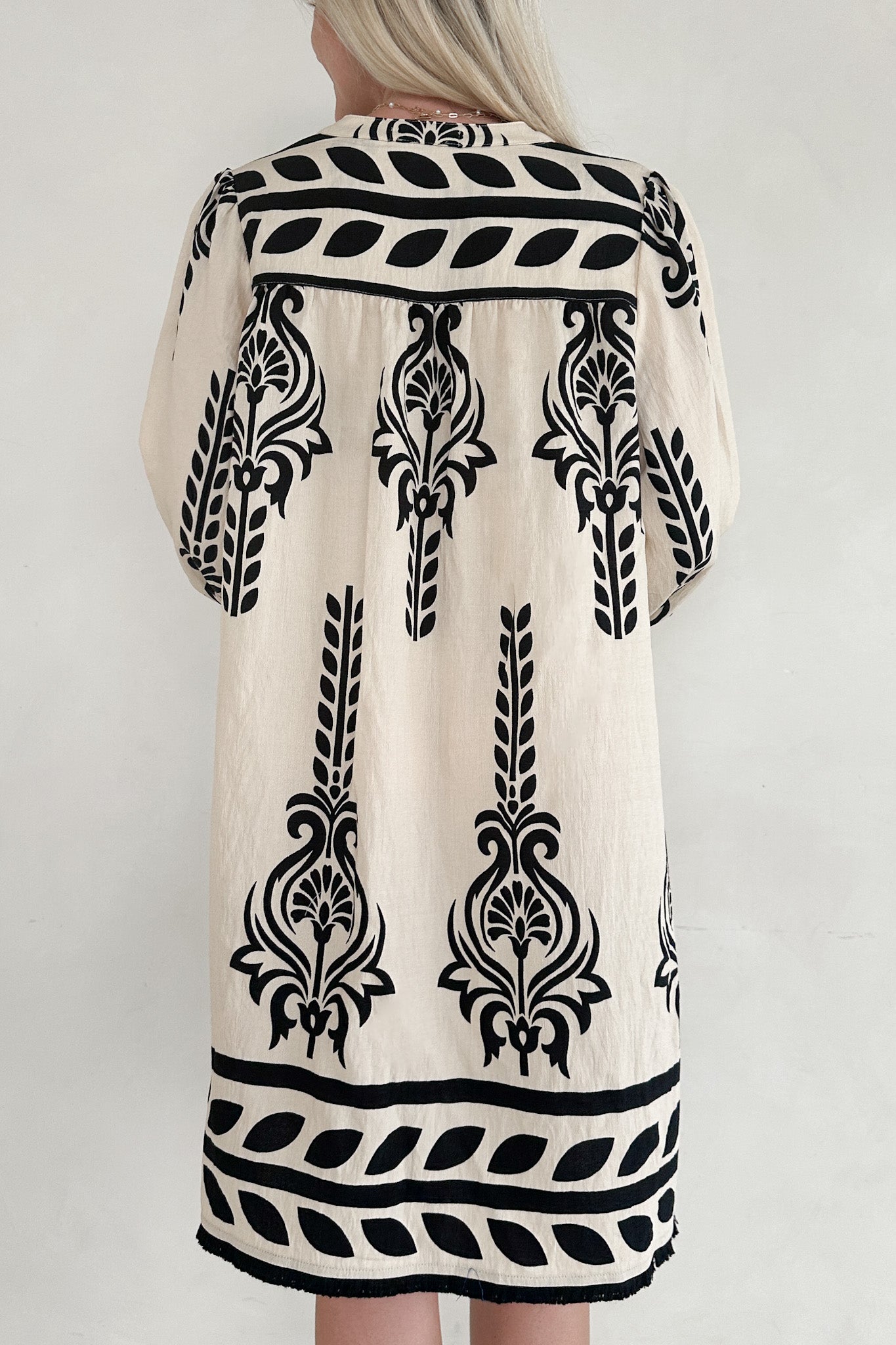 Clarrise Pattern Tassel Dress - Neutral Ground