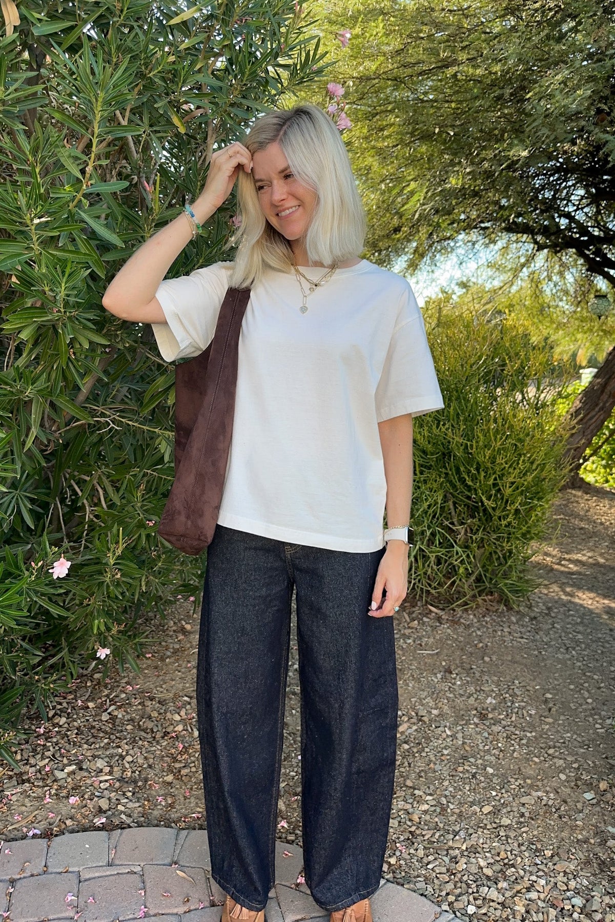 Classic Relaxed Fit Short Sleeve Cotton Tee in White - Neutral Ground