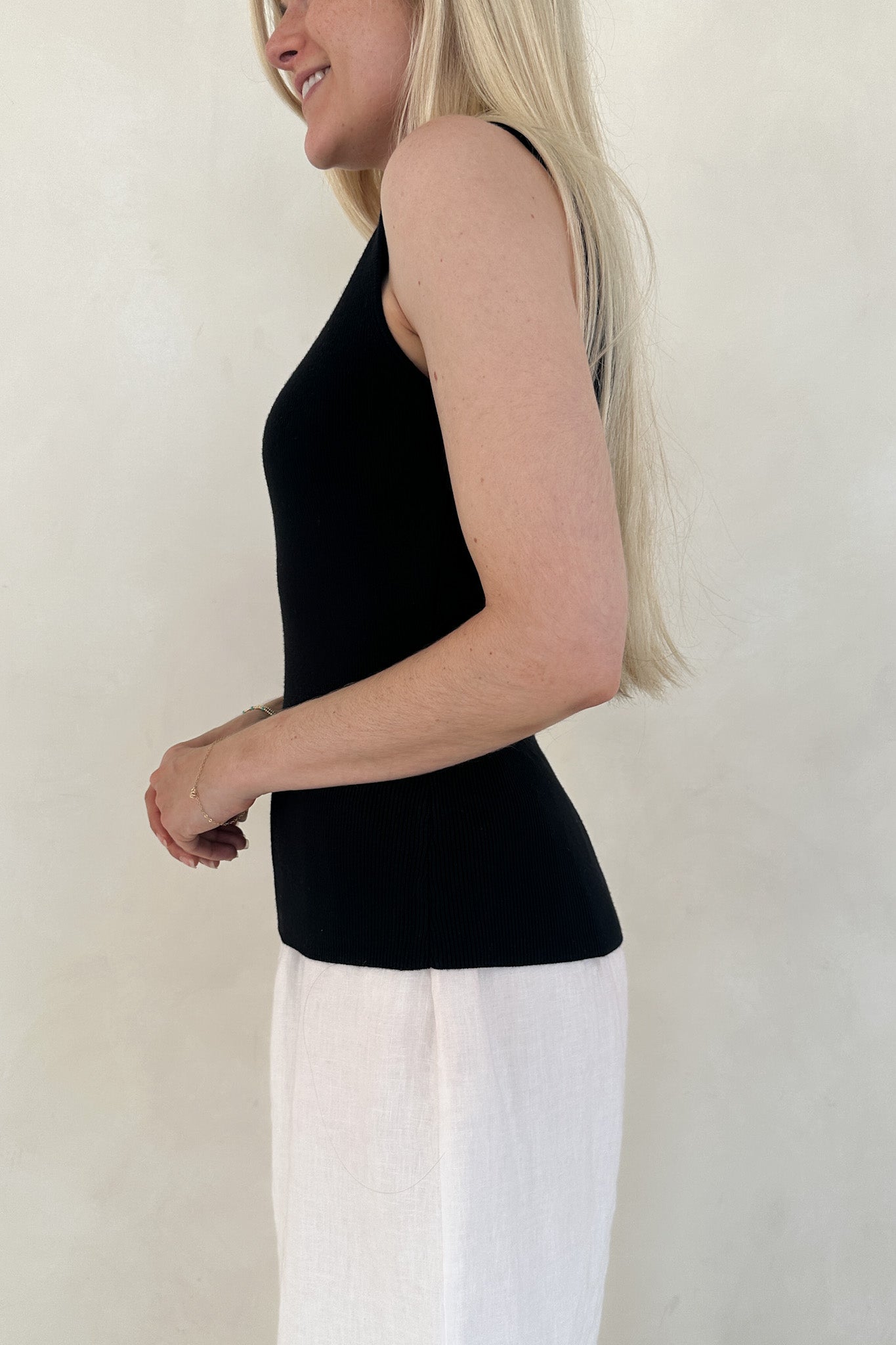 Claudia Boat Neck Sleeveless Top in Black - Neutral Ground