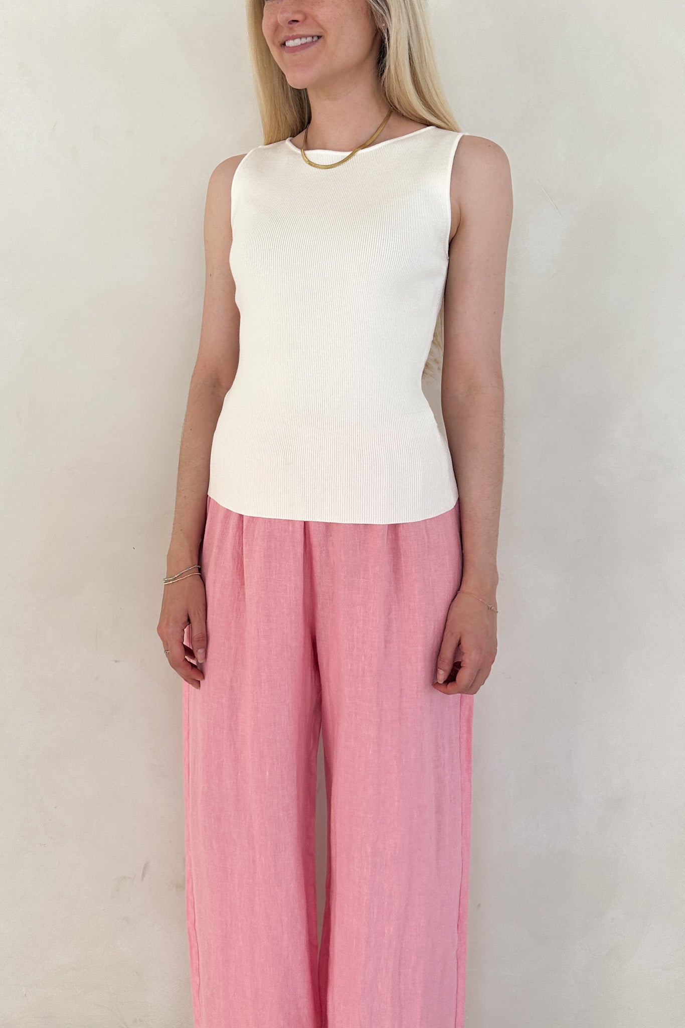 Claudia Boat Neck Sleeveless Top in Ivory - Neutral Ground