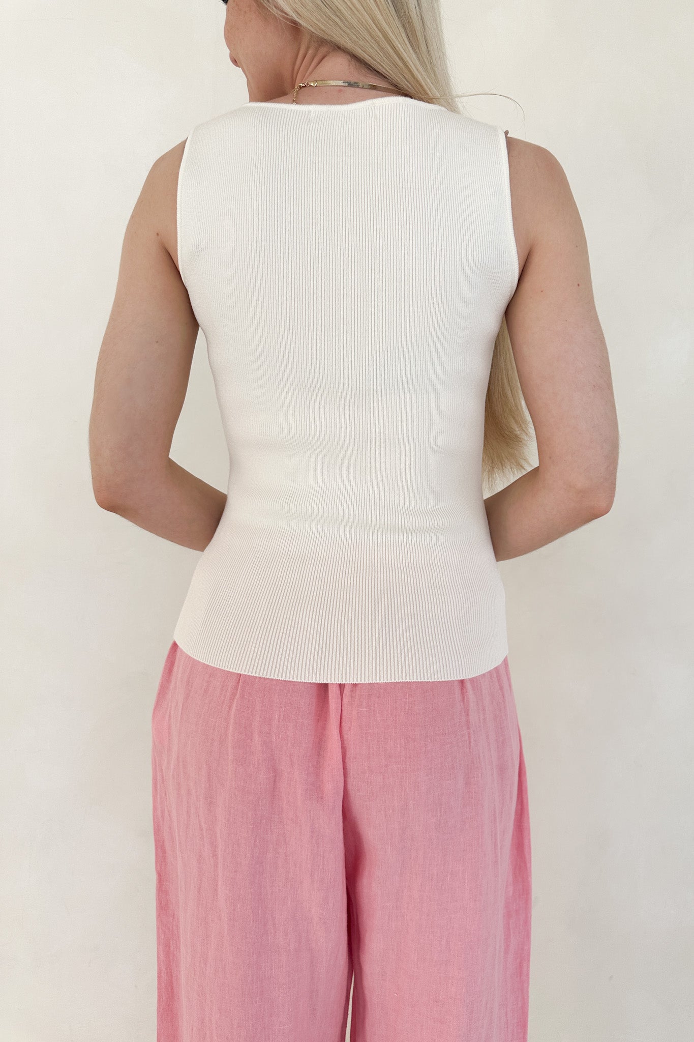 Claudia Boat Neck Sleeveless Top in Ivory - Neutral Ground