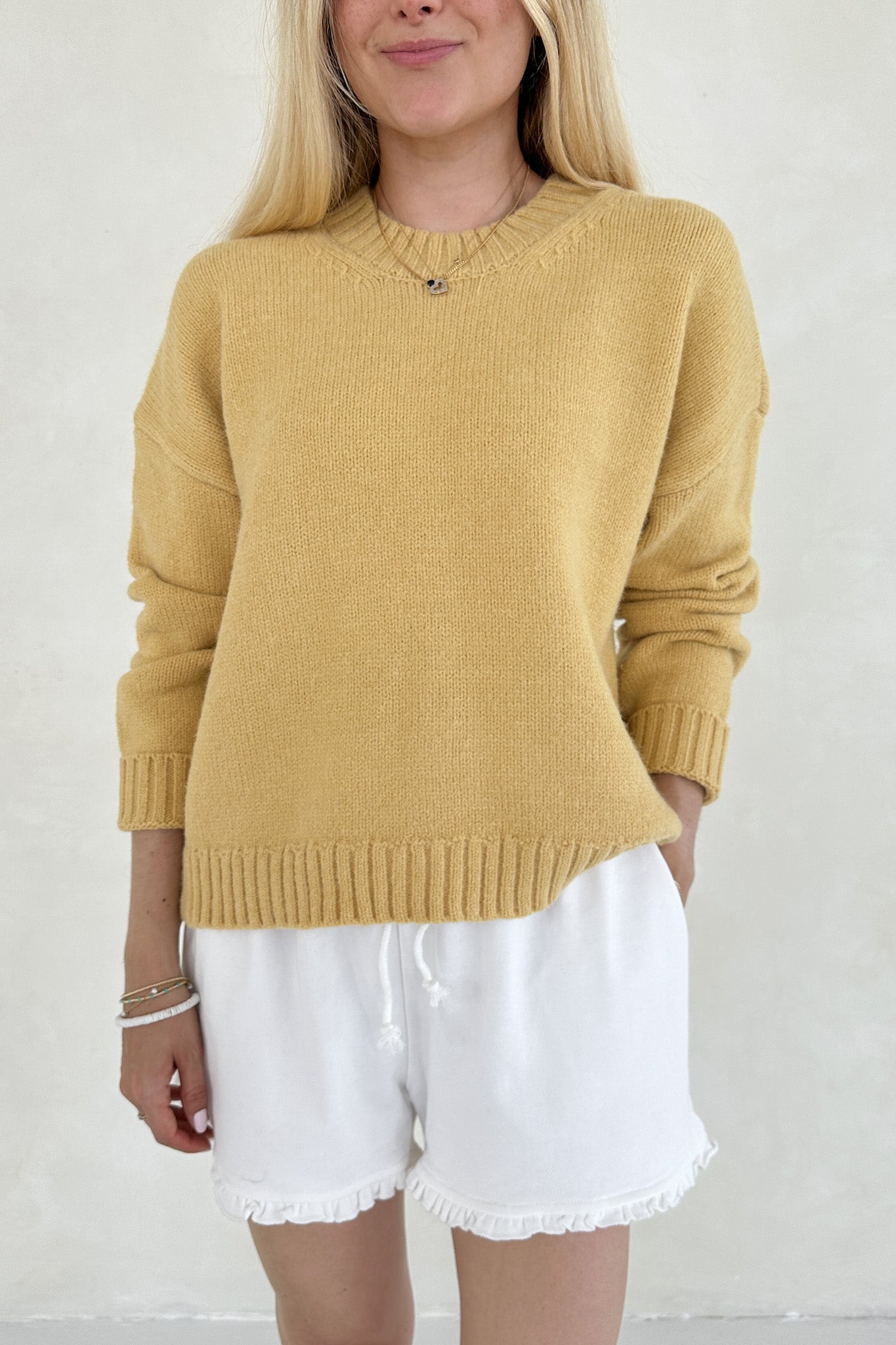 Clementine Ruffle Hem Knit Shorts - Neutral Ground