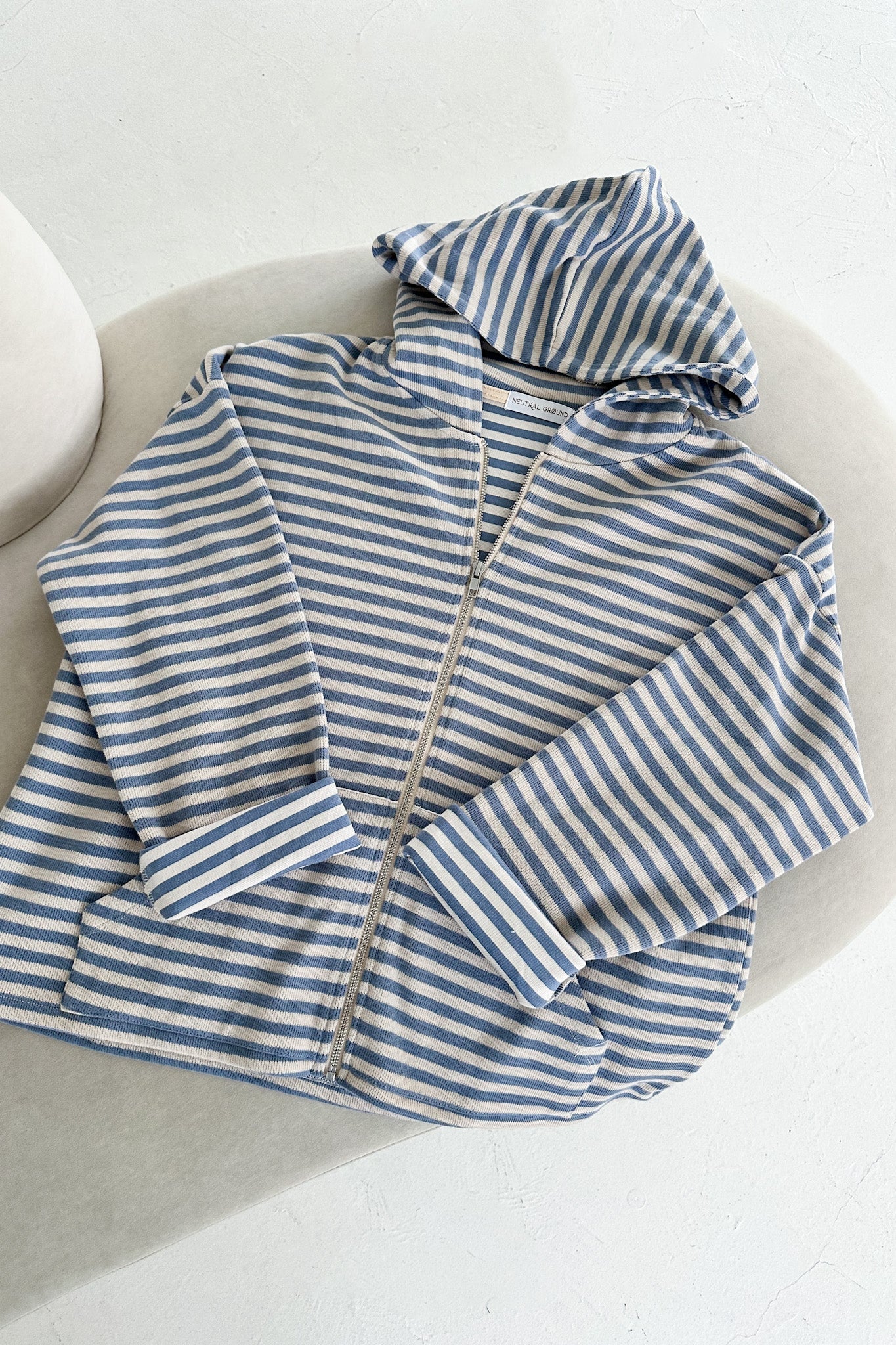 Cloud Nine Striped Zip Up Hooded Jacket - Neutral Ground