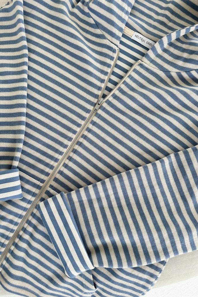 Cloud Nine Striped Zip Up Hooded Jacket - Neutral Ground