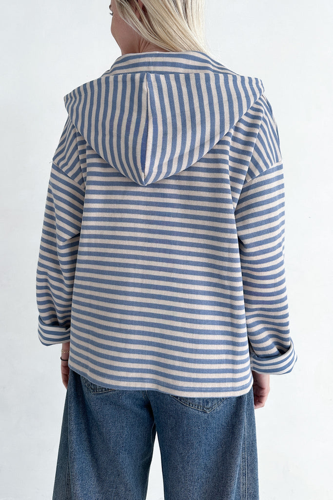 Cloud Nine Striped Zip Up Hooded Jacket - Neutral Ground