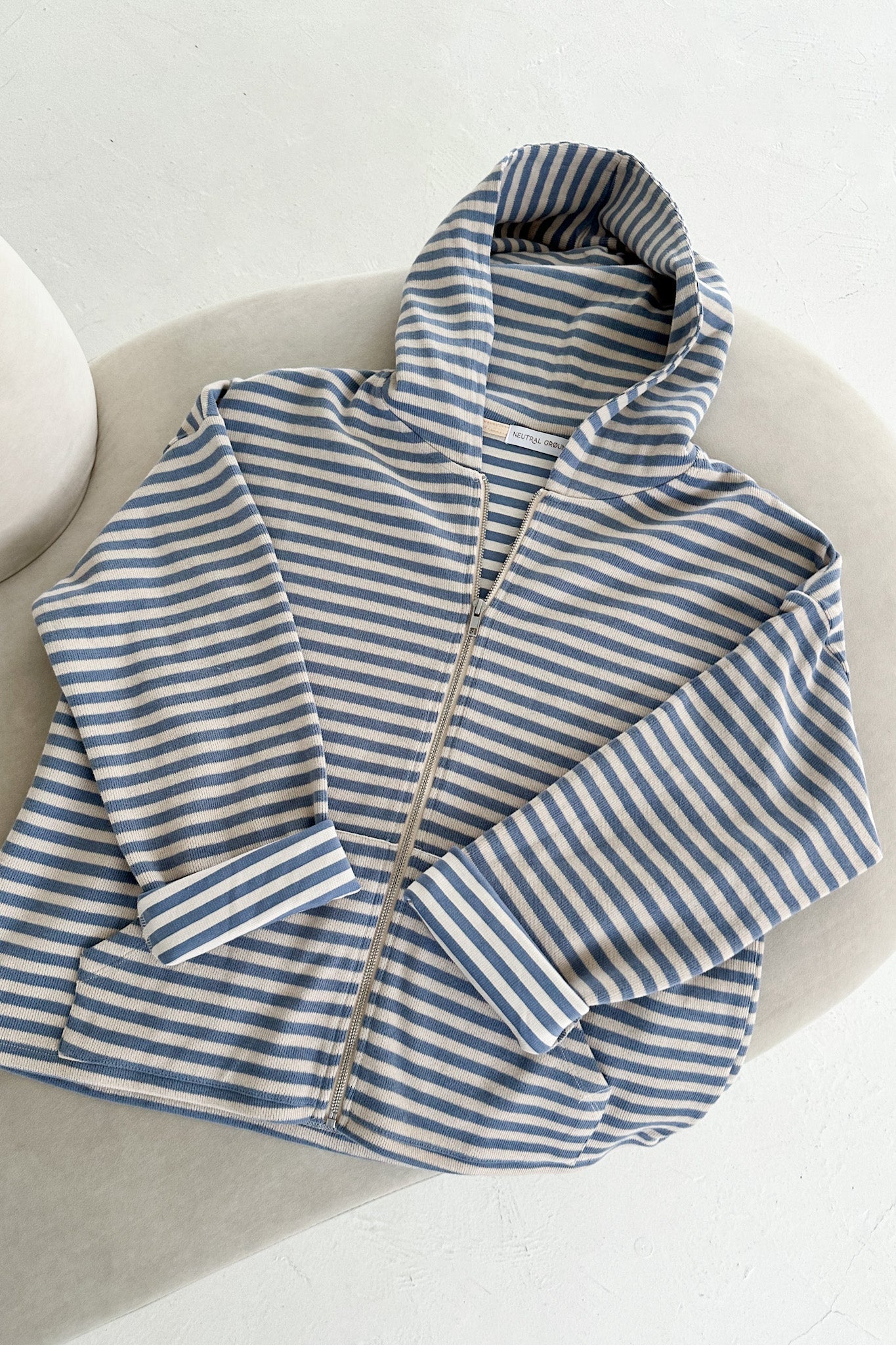 Cloud Nine Striped Zip Up Hooded Jacket - Neutral Ground