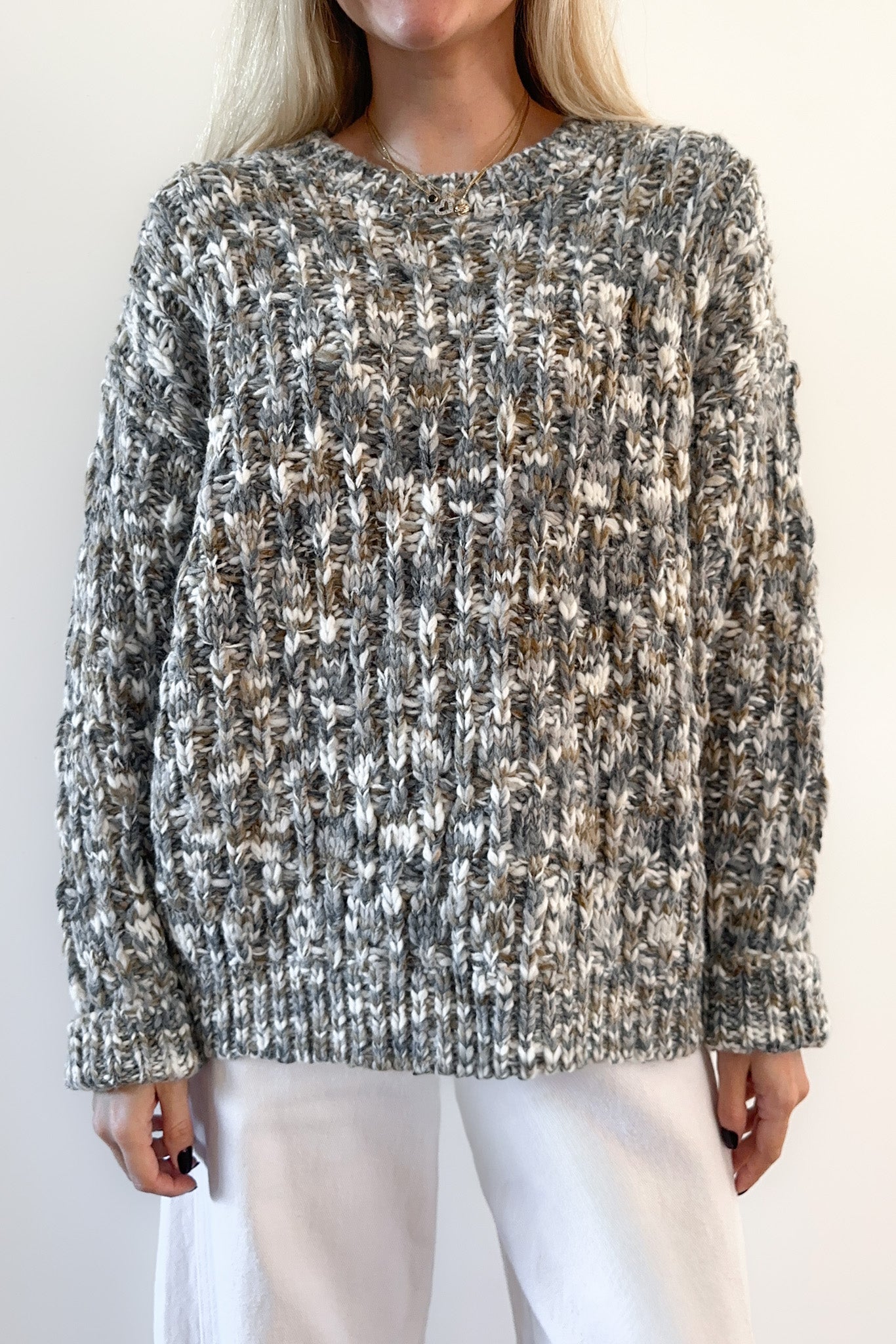 Clover Crew Neck Chunky Sweater - Neutral Ground