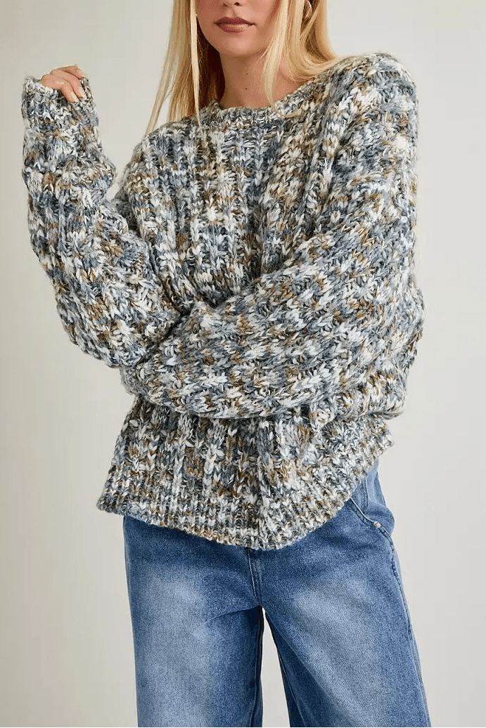 Clover Crew Neck Chunky Sweater - Neutral Ground