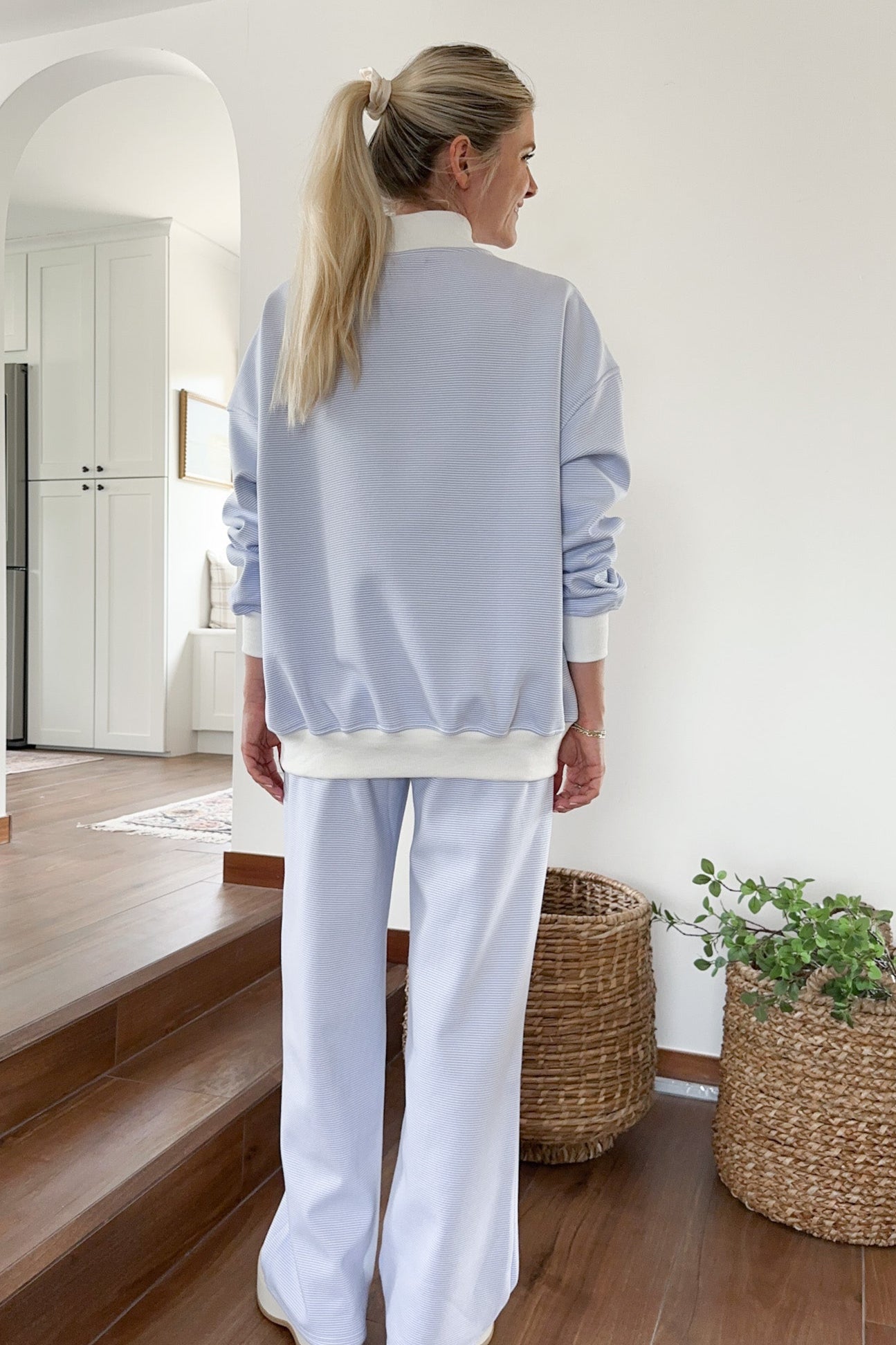 Coastal Blue and White Mini Striped Pants - Neutral Ground