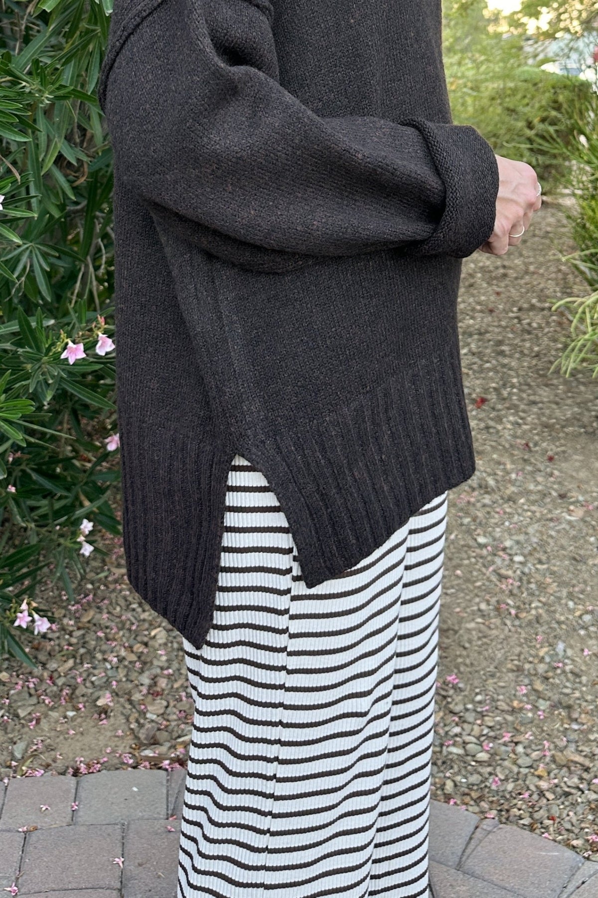 Codie Oversized Espresso Knit Crewneck Sweater - Neutral Ground