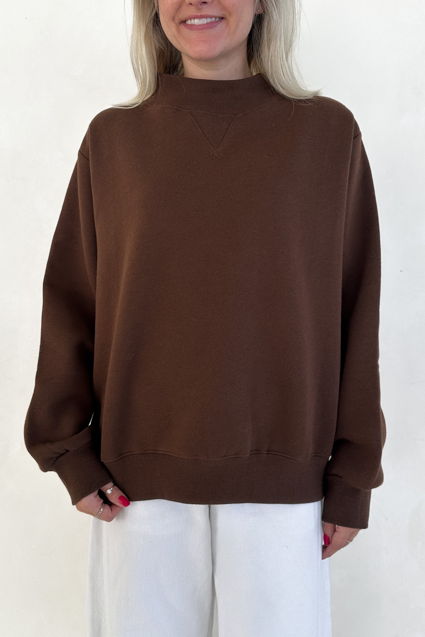 Coffee Run Mockneck Sweatshirt in Chocolate - Neutral Ground