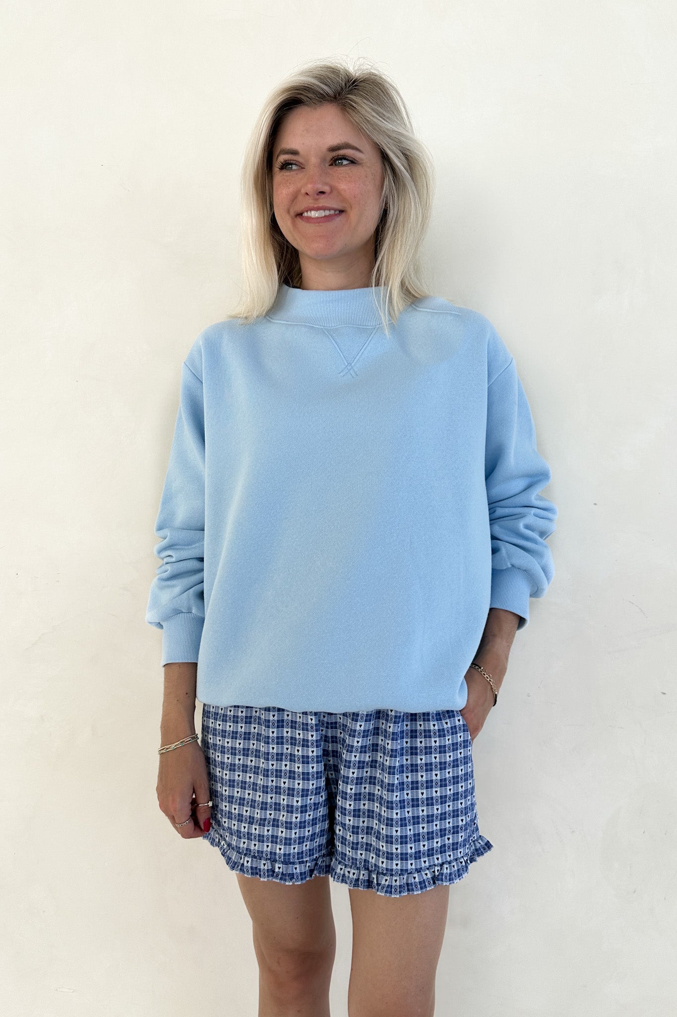 Coffee Run Mockneck Sweatshirt in Sky Blue - Neutral Ground