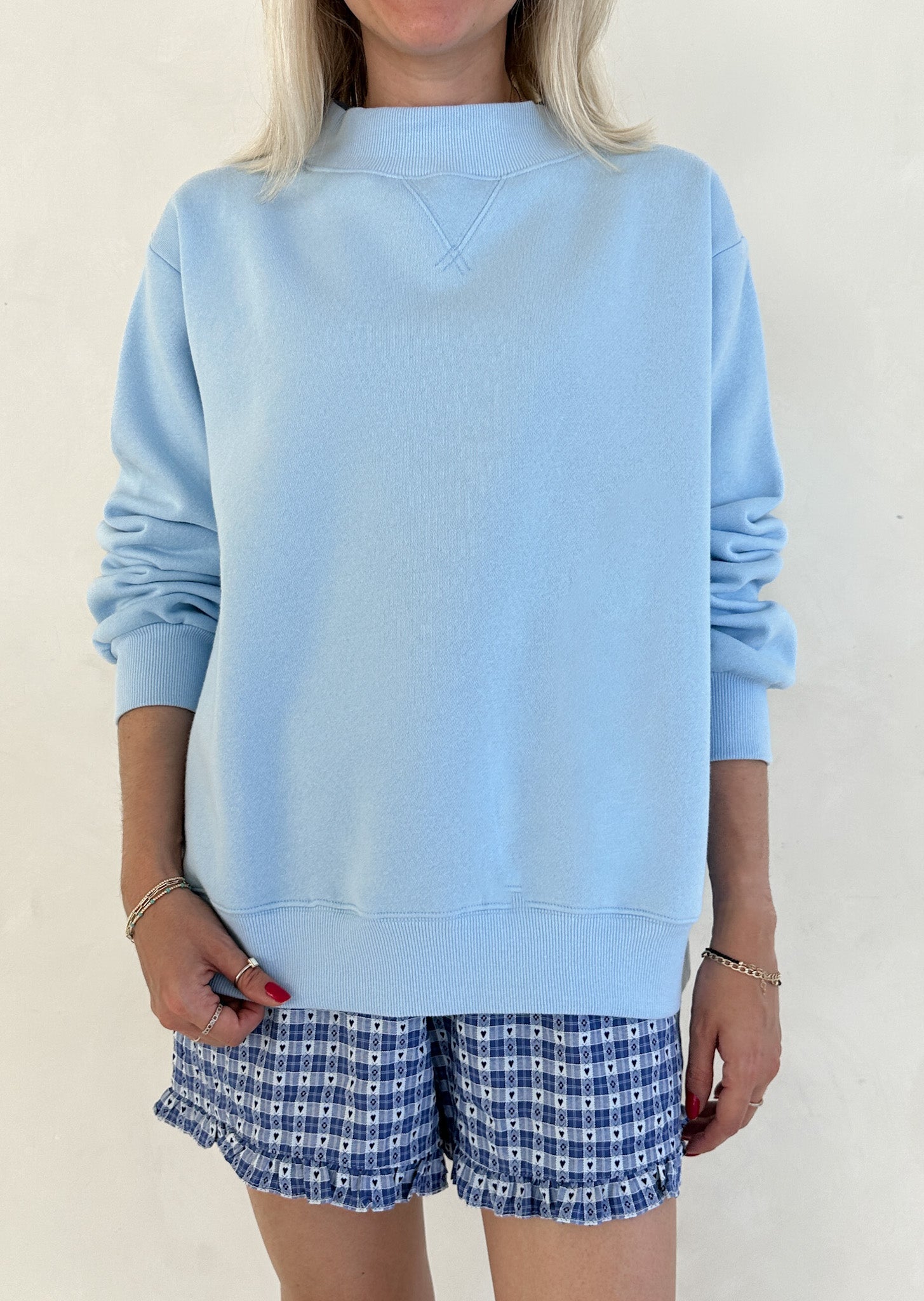 Coffee Run Mockneck Sweatshirt in Sky Blue - Neutral Ground