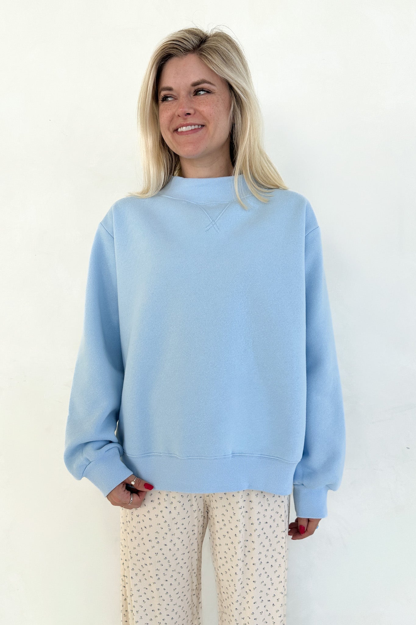 Coffee Run Mockneck Sweatshirt in Sky Blue - Neutral Ground