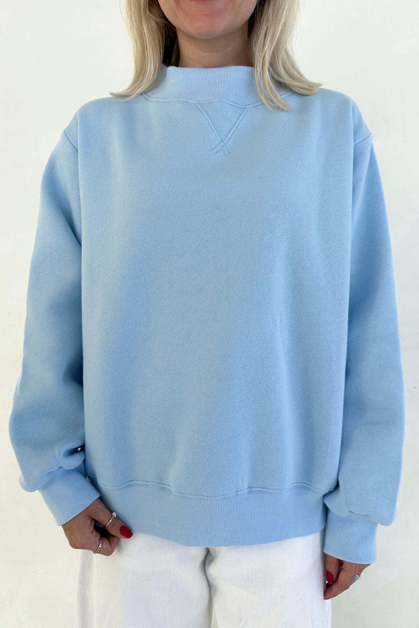 Coffee Run Mockneck Sweatshirt in Sky Blue - Neutral Ground