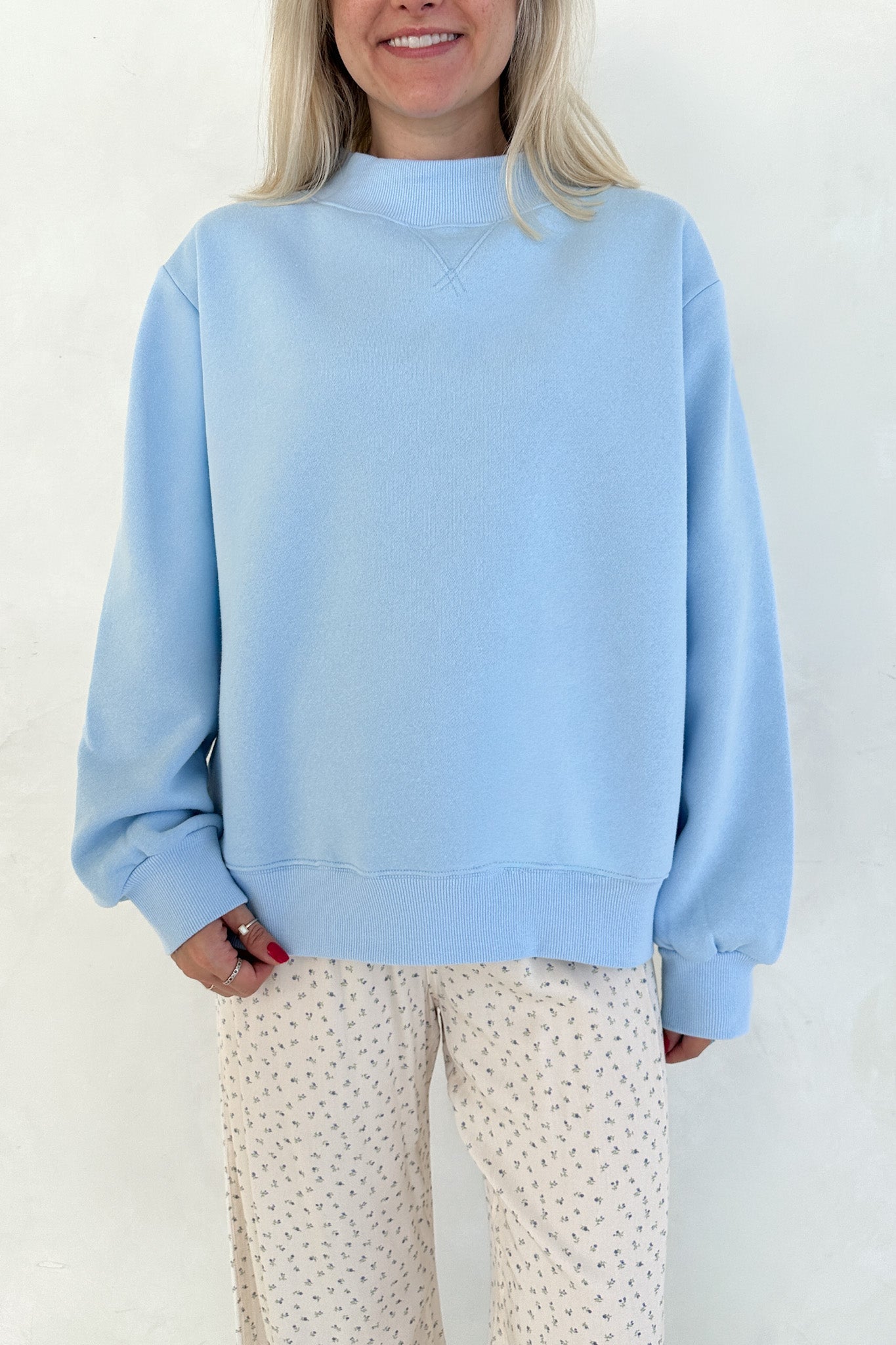 Coffee Run Mockneck Sweatshirt in Sky Blue - Neutral Ground