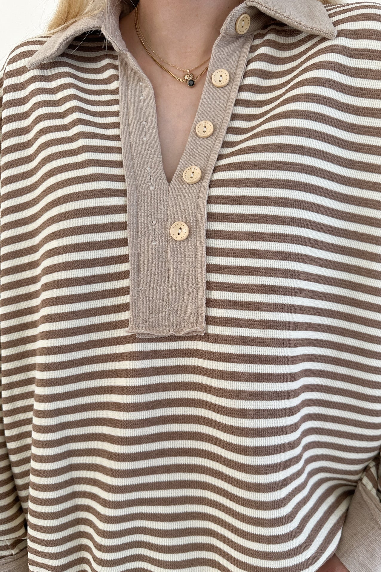 Coffee Run Striped Pullover - Neutral Ground
