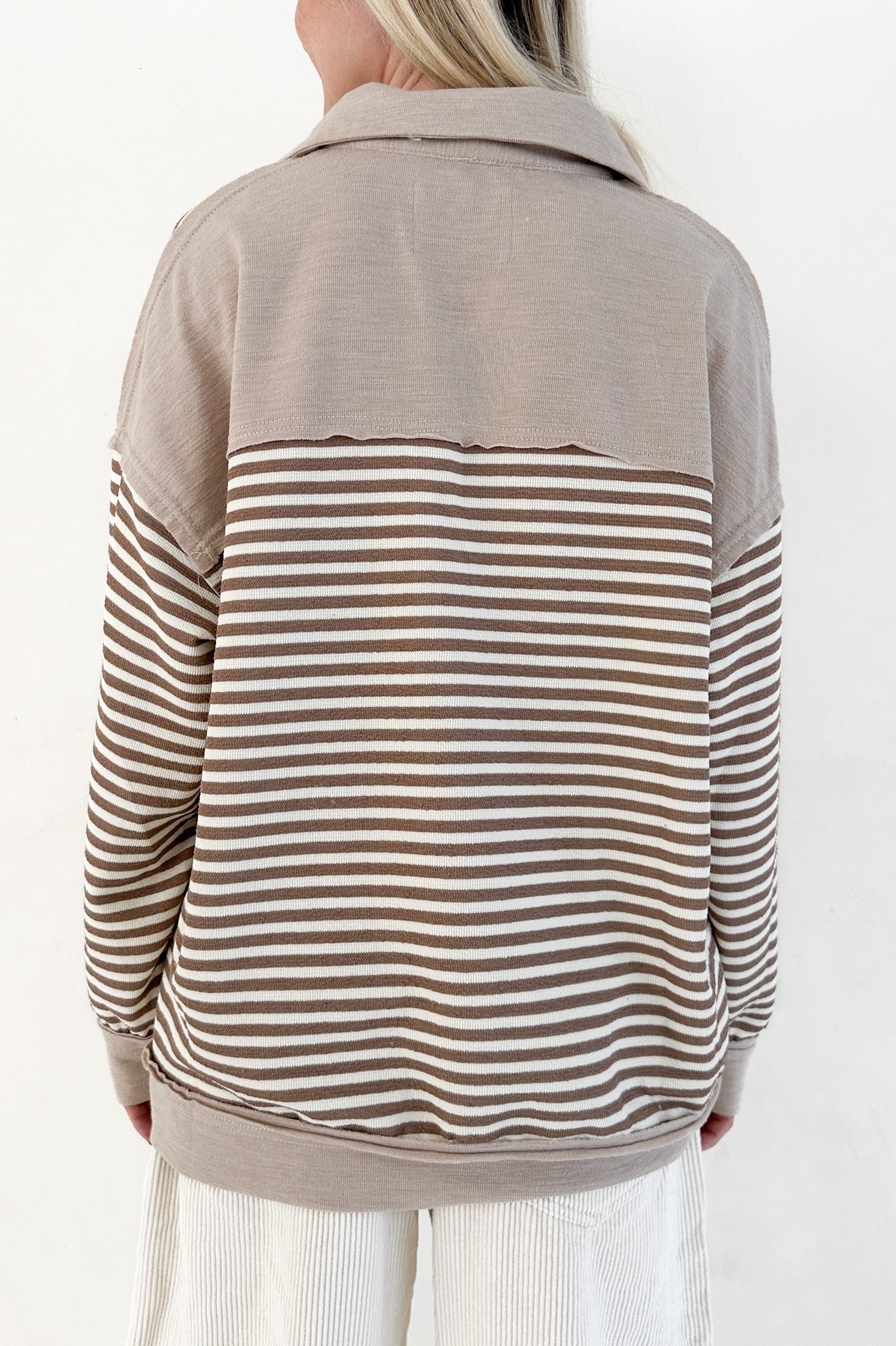 Coffee Run Striped Pullover - Neutral Ground