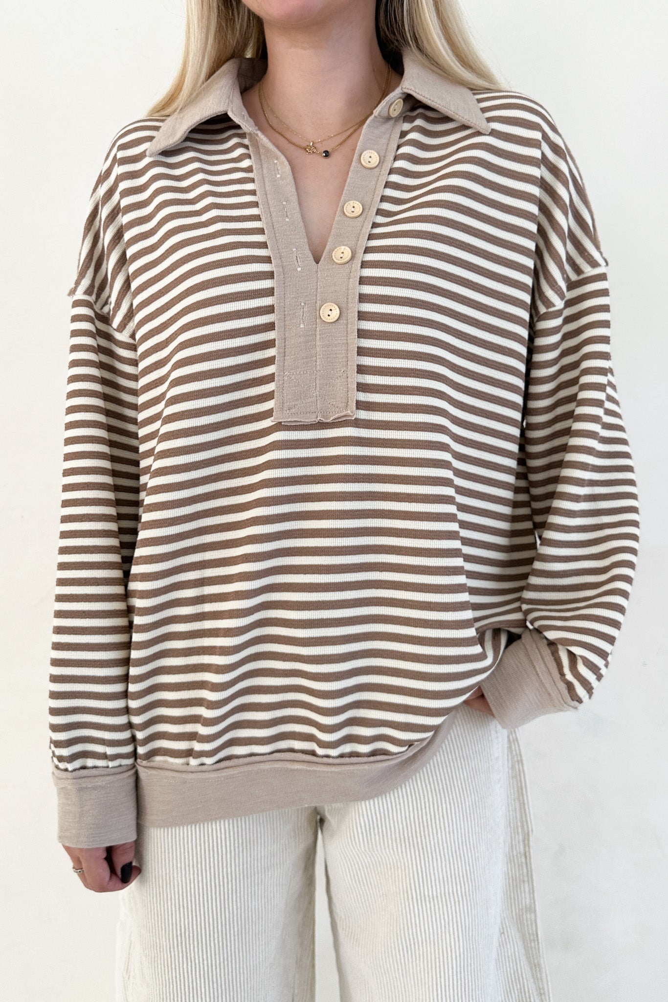 Coffee Run Striped Pullover - Neutral Ground
