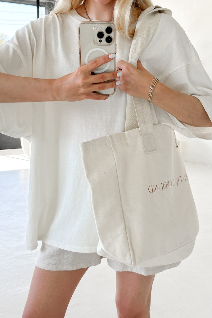 Colada Mineral Washed Basic Tee in Coconut - Neutral Ground