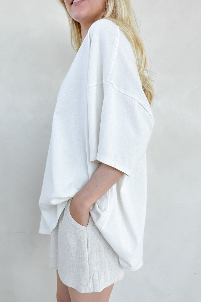 Colada Mineral Washed Basic Tee in Coconut - Neutral Ground