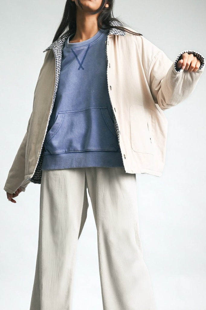 Cousins Beach Quilted Reversible Jacket - Neutral Ground