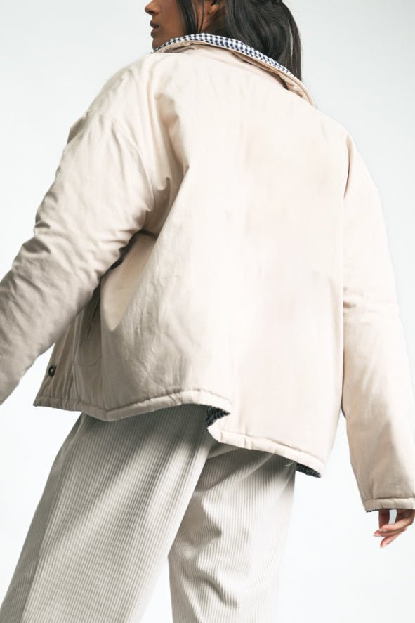 Cousins Beach Quilted Reversible Jacket - Neutral Ground