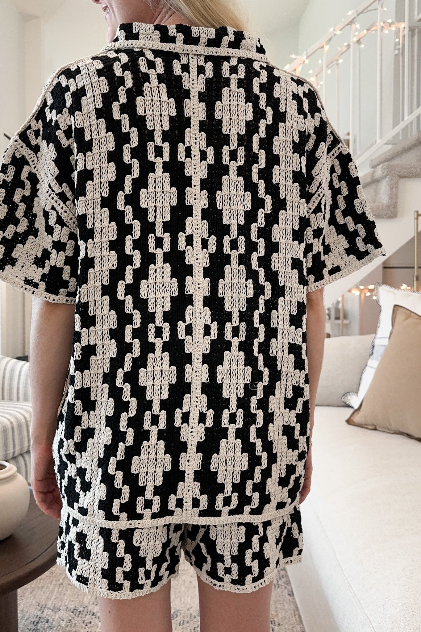 Cove Crochet Cotton Button Down Shirt - Neutral Ground