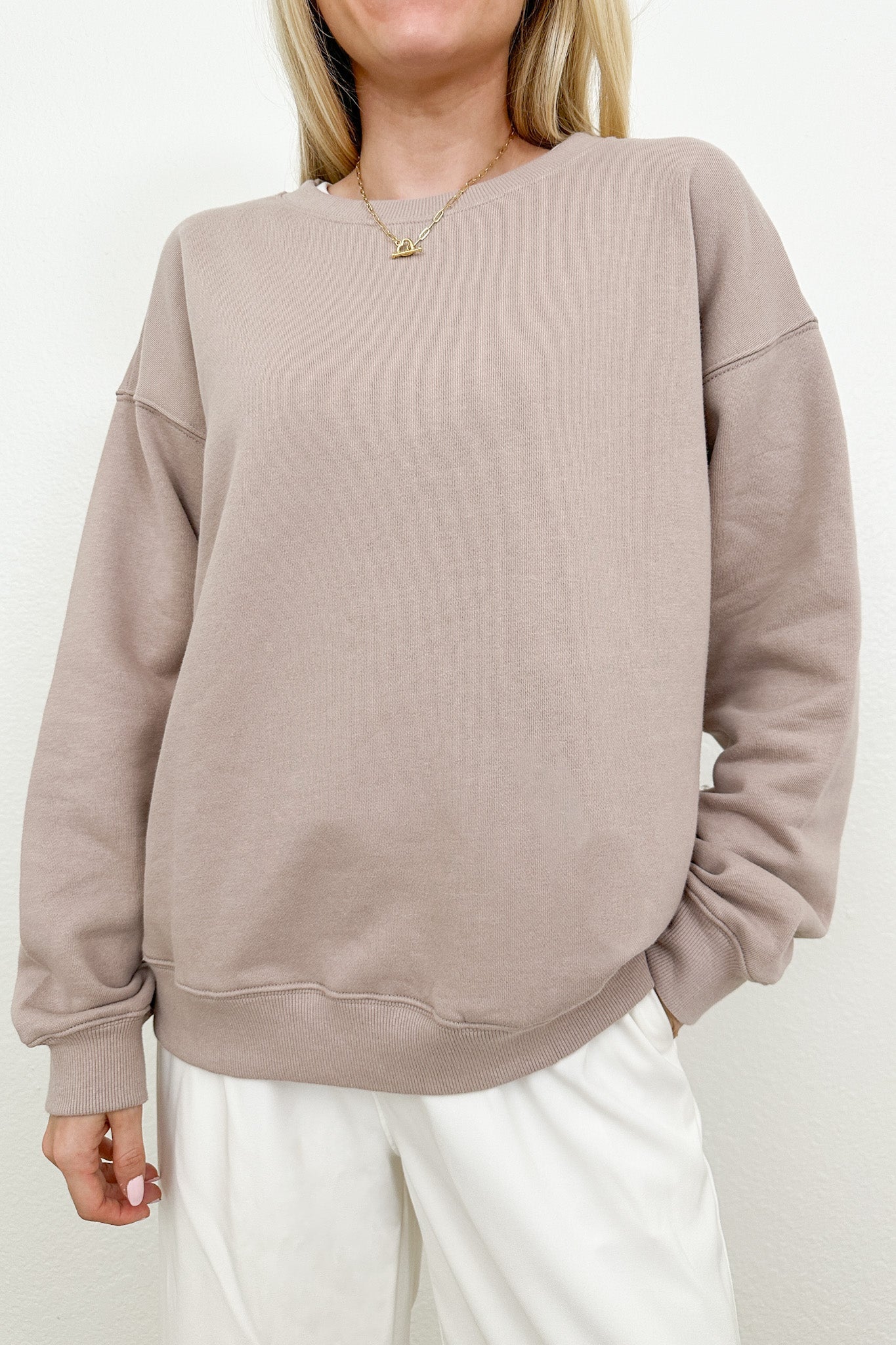 Crew Pullover Sweatshirt in Dusty Rose - Neutral Ground