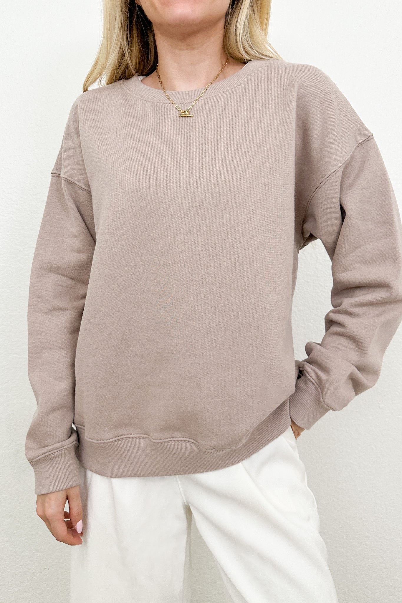 Crew Pullover Sweatshirt in Dusty Rose - Neutral Ground