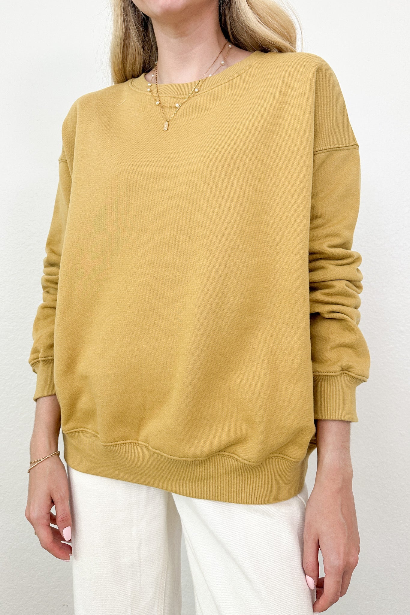 Crew Pullover Sweatshirt in Mustard - Neutral Ground