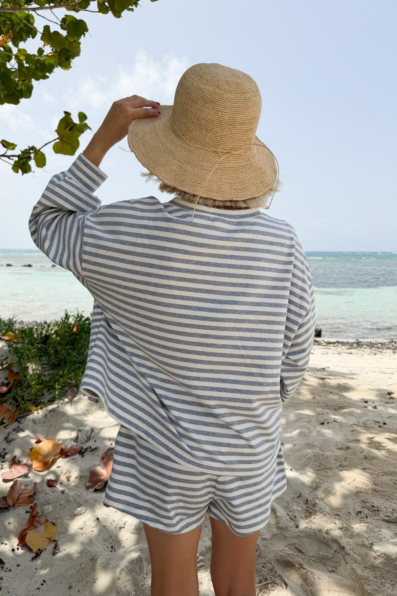 Daily Lightweight Cotton Striped Shorts in Heather Grey - Neutral Ground