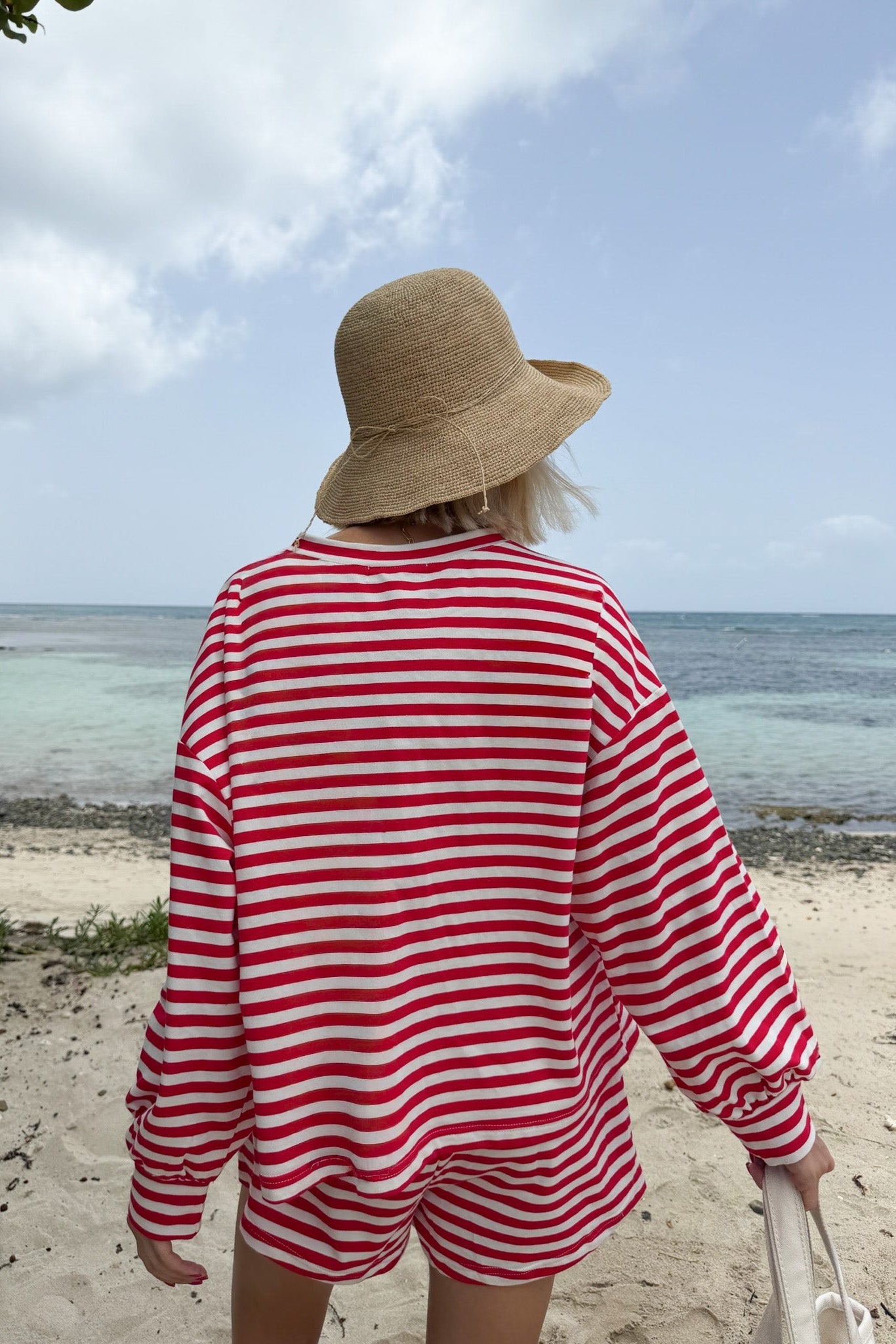 Daily Lightweight Cotton Striped Shorts in Red - Neutral Ground