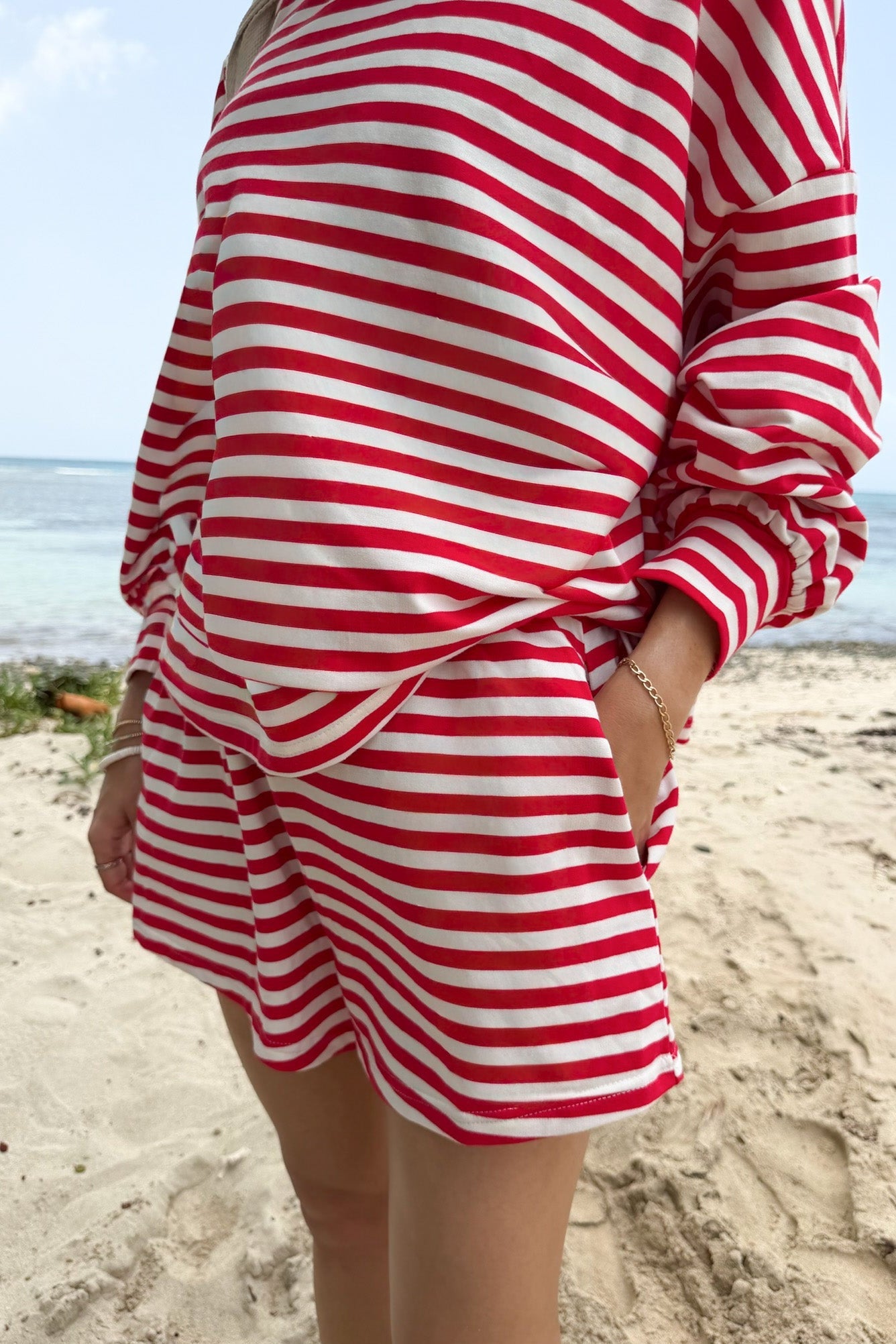 Daily Lightweight Cotton Striped Shorts in Red - Neutral Ground