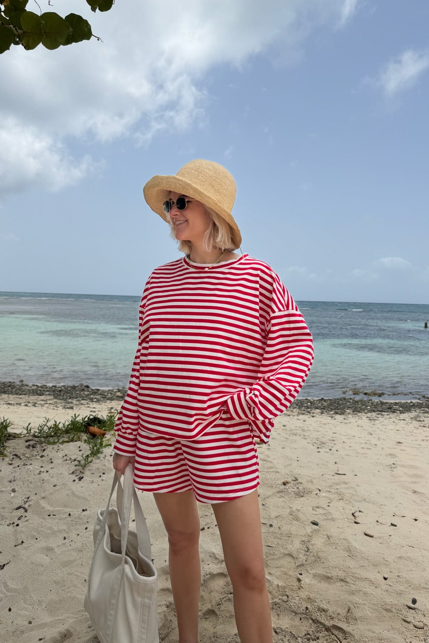 Daily Lightweight Cotton Striped Shorts in Red - Neutral Ground